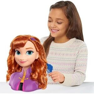 Disney Frozen Anna Styling Head Purple Orange Hair Styling Doll Head